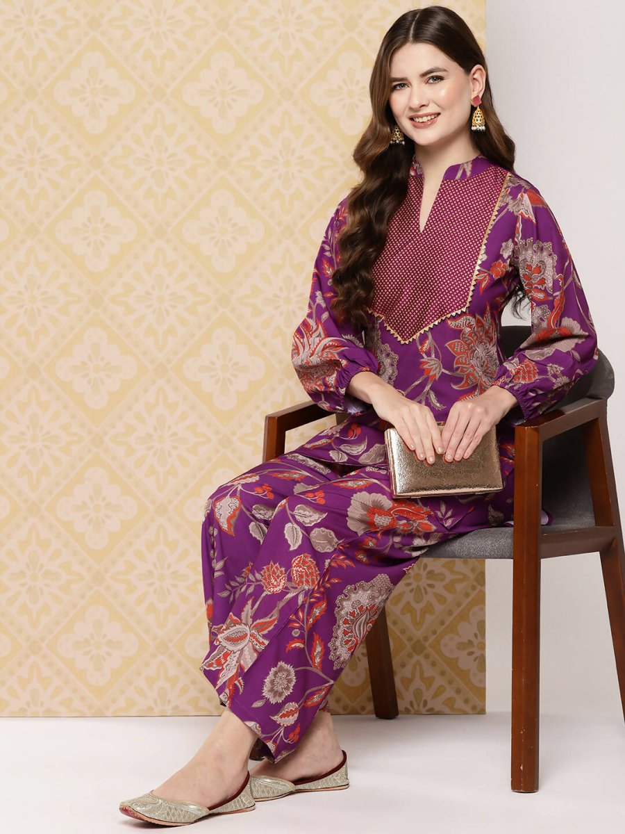 Ahalyaa Women's Traditional Wear Co-ods - Purple | Grocsy