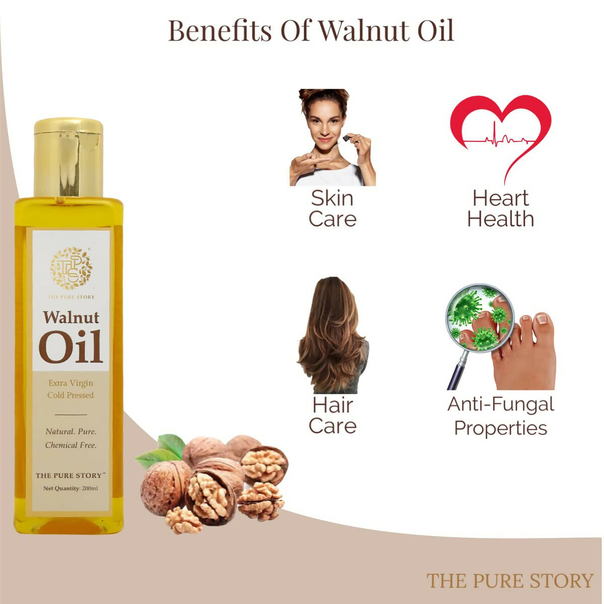 The Pure Story Natural Cold Pressed Oil for Hair & Skin with Walnut | Grocsy
