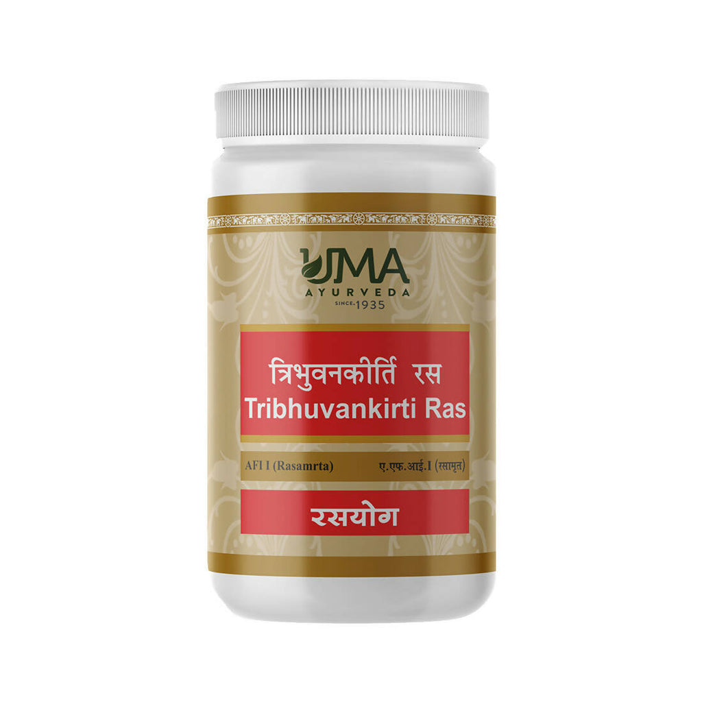 Uma Ayurveda Tribhuvan kirti Ras Tablets | Grocsy