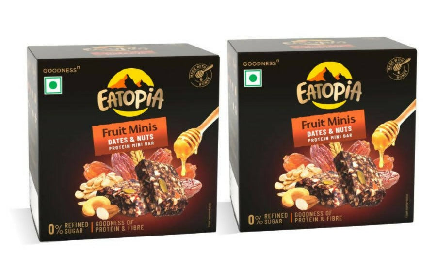 Eatopia Fruit Minis - Dates & Nuts Protein Mini Bar | Grocsy
