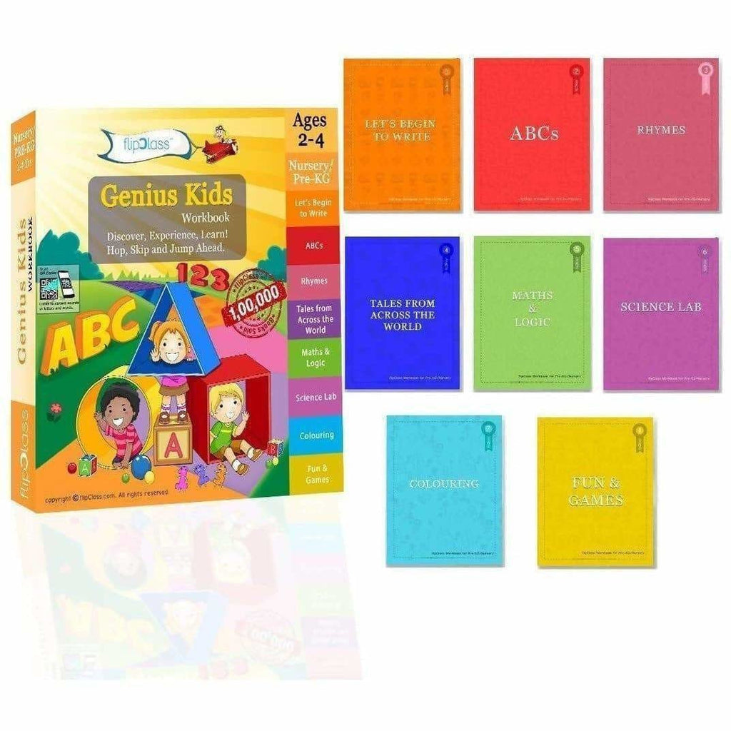 Genius Kids Worksheets for Nursery - Set of 8 Workbooks for Pre-KG | Grocsy