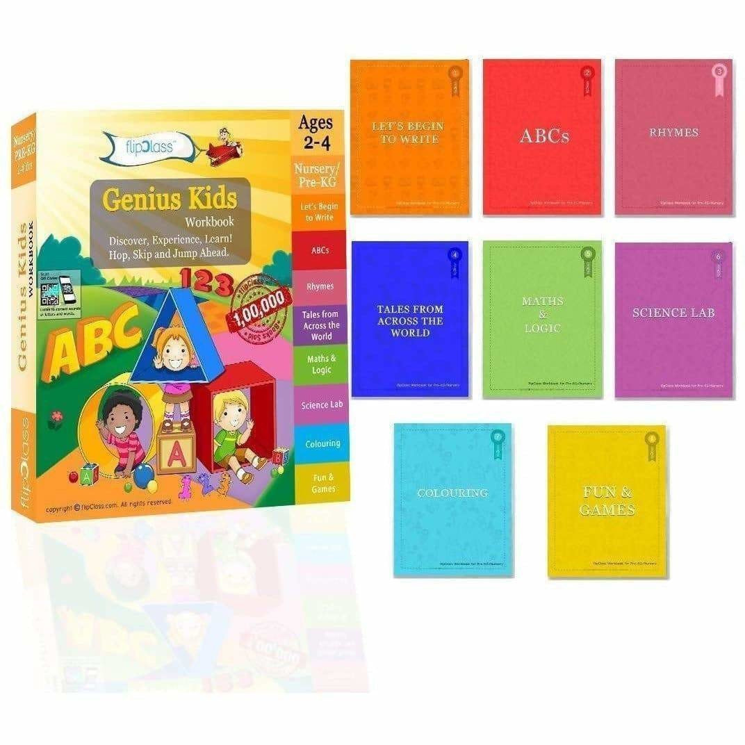 Genius Kids Worksheets for Nursery - Set of 8 Workbooks for Pre-KG | Grocsy