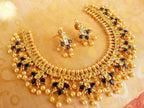 Blue Uncuts Guttapoosalu Necklace Set | Grocsy