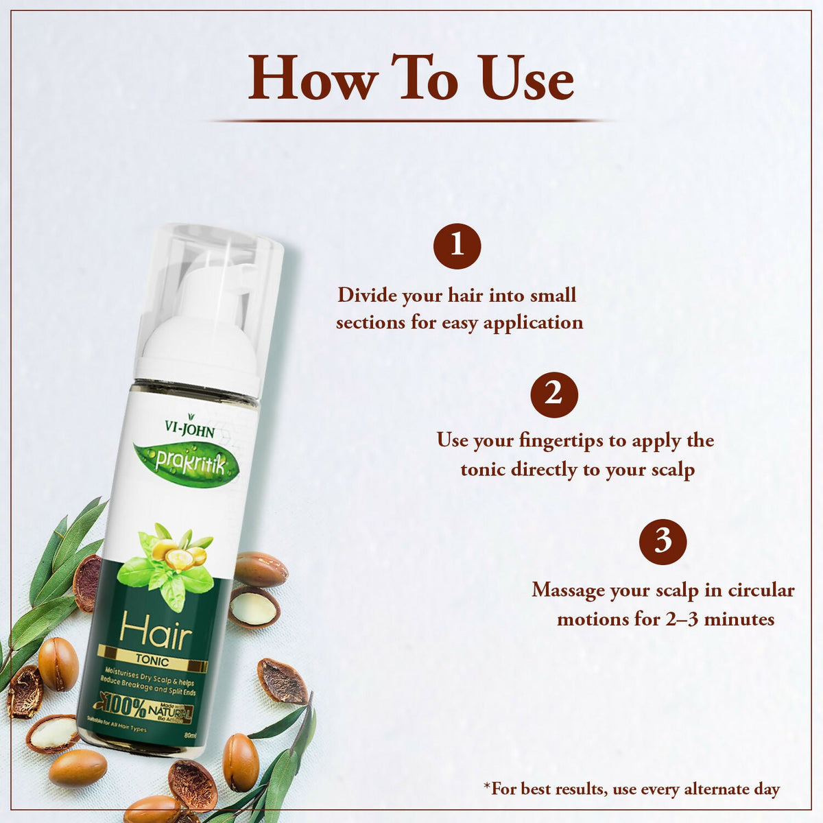 VI-JOHN Prakritik Hair Growth Tonic Prevents greying & dullness Made with 100% Natural Bio Actives | Grocsy