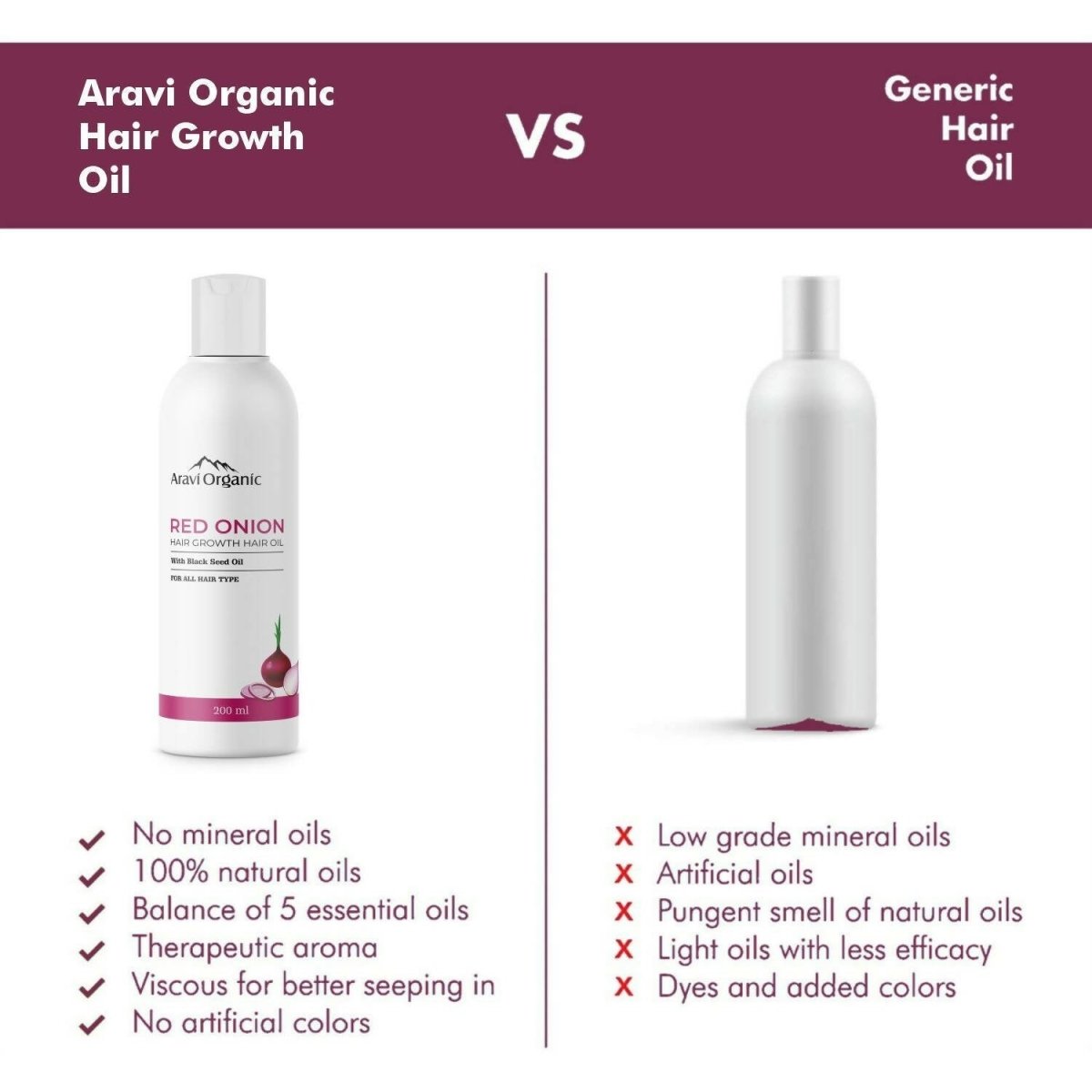 Aravi Organic Hair Growth Hair Oil with Onion Oil | Grocsy