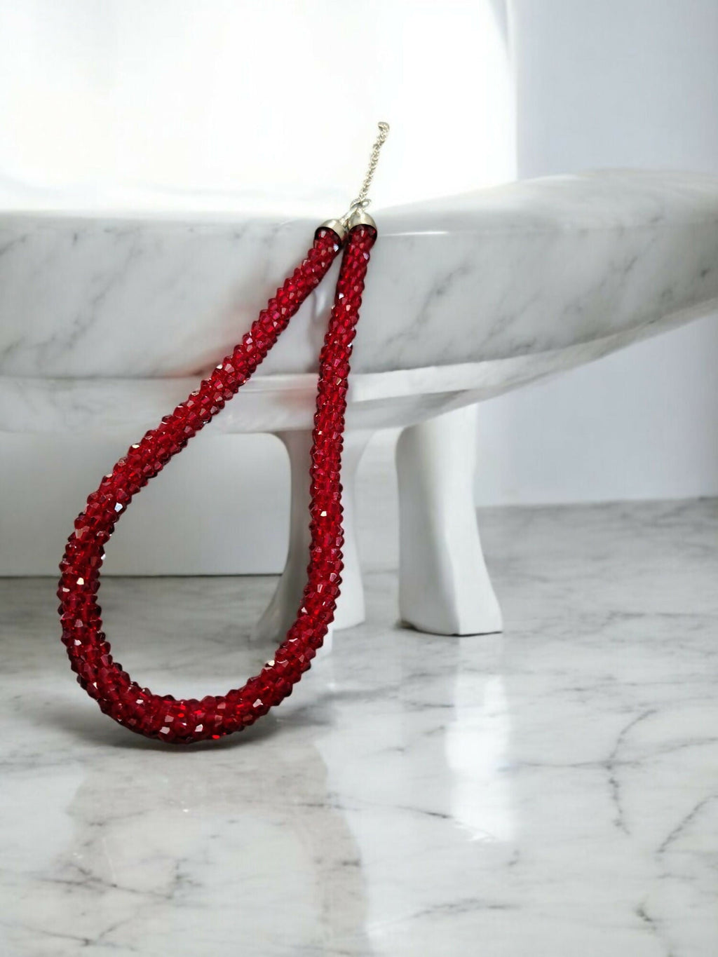 Inhanns Noor-E-Jalwa – Handmade Crystal Bead Necklace -Adjustable - Maroon Only Necklace | Grocsy