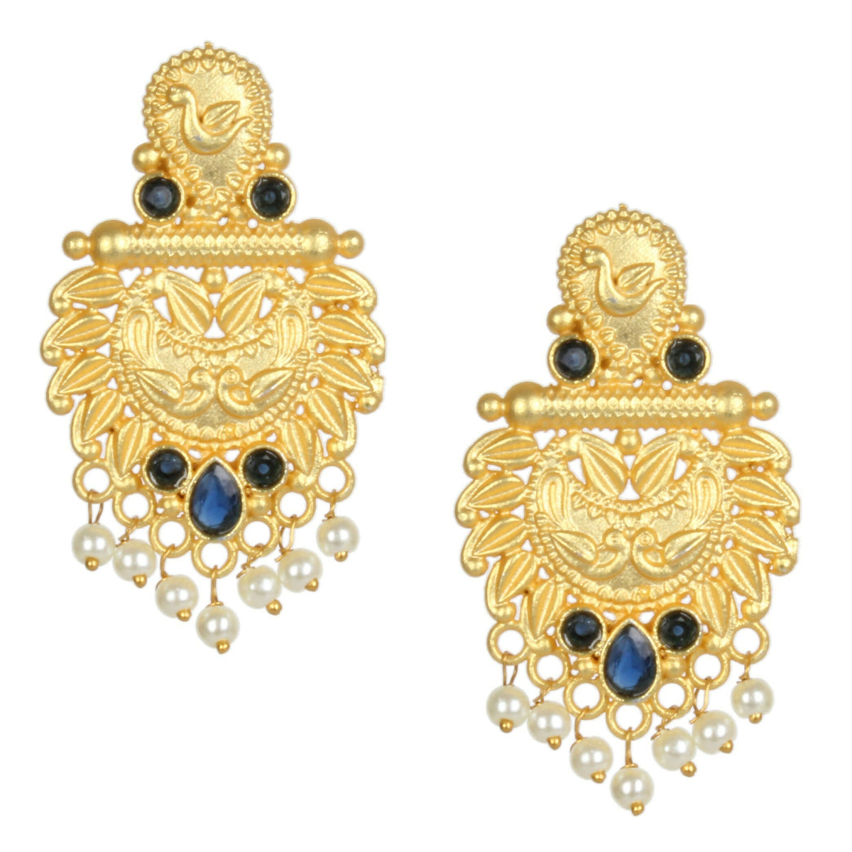 Joban Fashion Women Matte Gold Brass Earrings | Grocsy