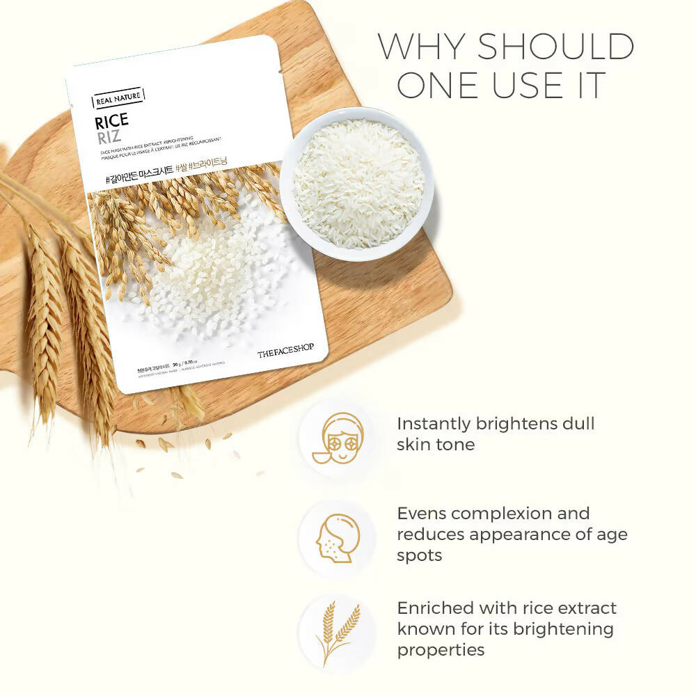 The Face Shop Real Nature Rice Face Mask - Korean Skincare | Grocsy