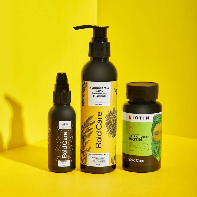 Bold Care Anti-dandruff Shampoo + Procapil Serum + Biotin Supplements Combo | Grocsy