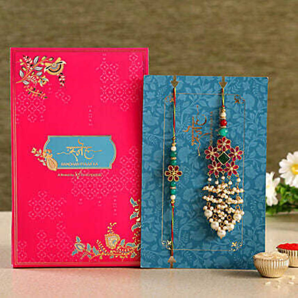 Soothing Floral Lumba Rakhi Pretty Set | Grocsy