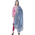 A R Silk Gray Color Golden Border Cotton Dupattas and Chunnis | Grocsy