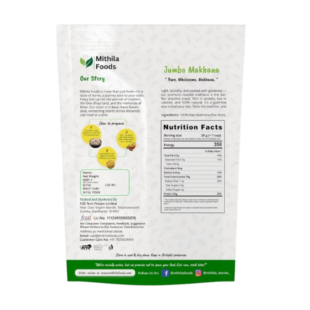 Mithila Foods Authentic Bihari Jumbo Hand-Picked Phool Makhana | Grocsy