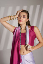 Lavender Chinon Solid Fancy Designer Saree - Nafisa | Grocsy
