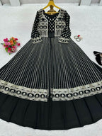 Jyoti Fashion Women's Black Faux Georgette Sequins with Thread Embroidered Designer Lehenga Choli with Shrug Set | Grocsy