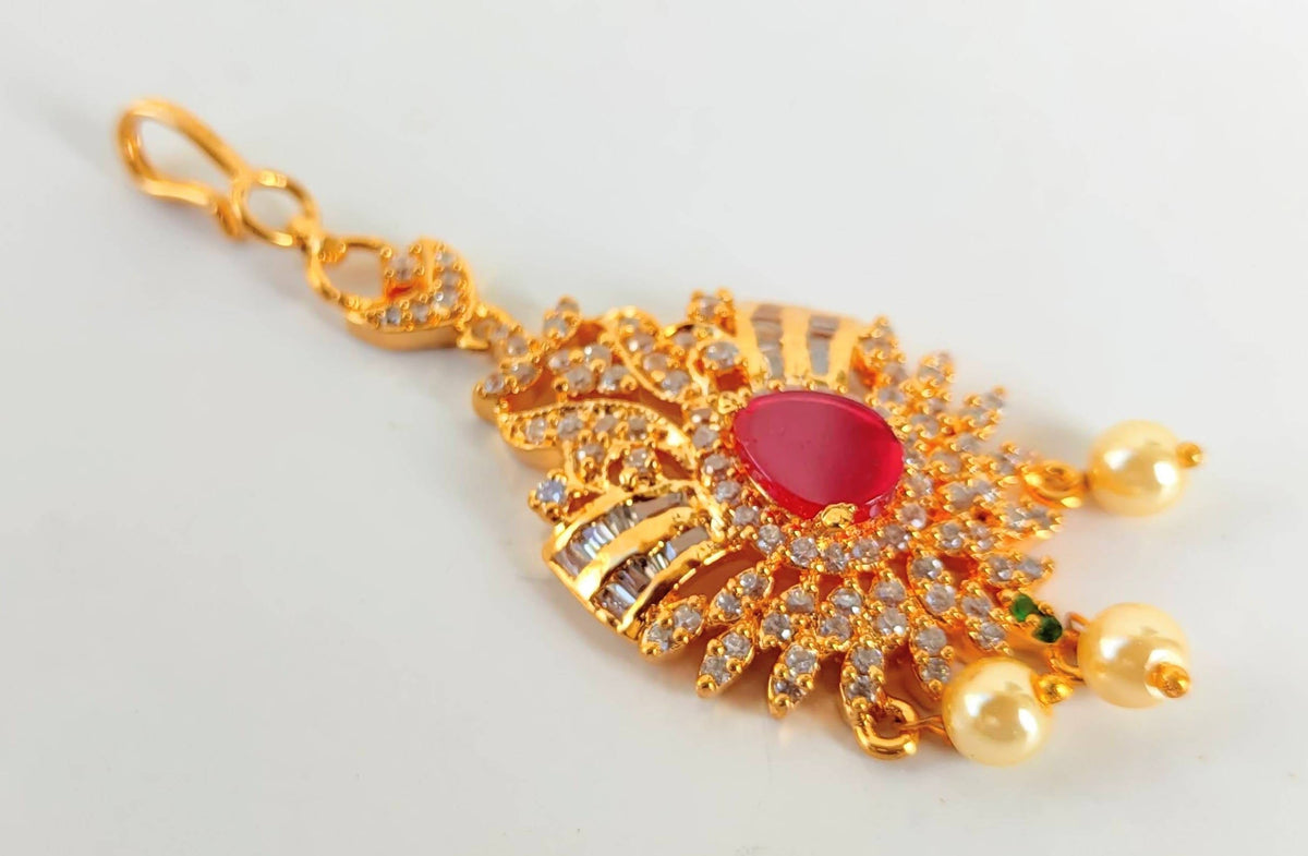 Short Length Bridal Maang Tikka | Grocsy