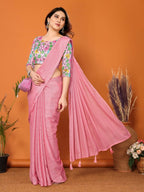 Partywear Designer Rose Polyester Zari Fancy Saree - Starwalk | Grocsy