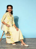 Ahalyaa Women Yellow Colour Crepe Printed Kurta Pant Set | Grocsy