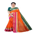 Vamika Orange Linen Jari Border Saree (GUNJAN Orange) | Grocsy