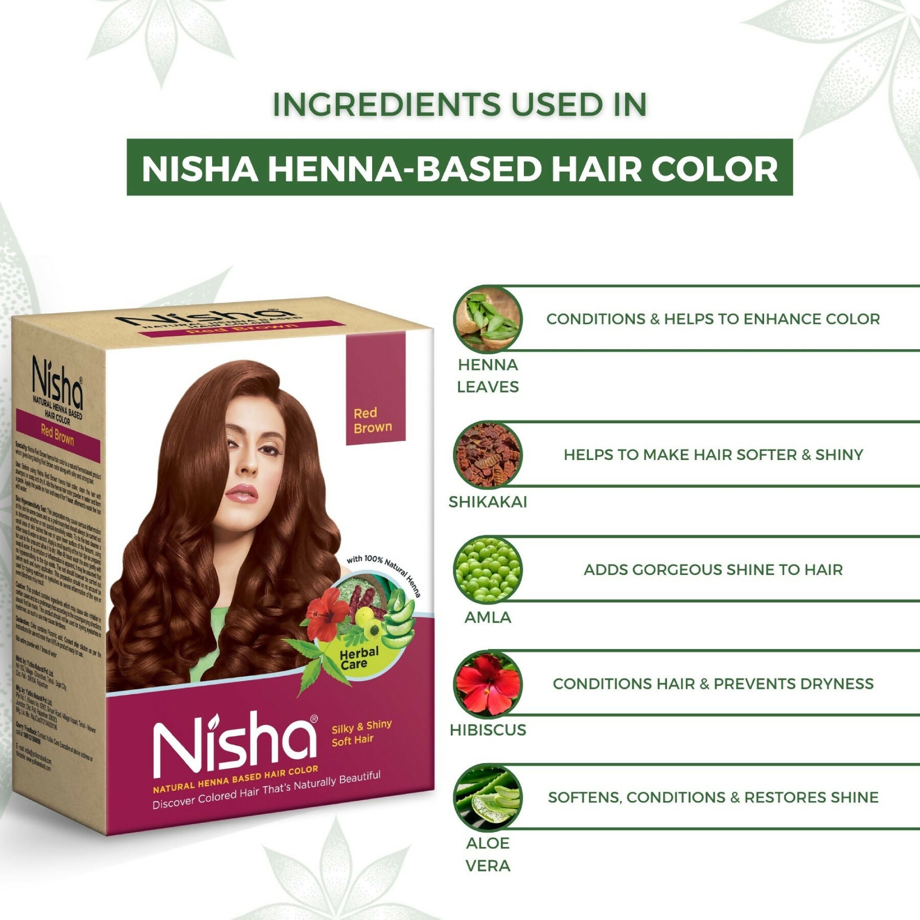 Nisha Henna Based Hair Colour for Women & Men Red Brown | Grocsy