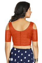 Aastha Fashion Women's Orange Art Silk Cold Shoulder Sleeve Readymade Blouse | Grocsy