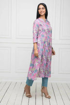 Myshka Women Multi Floral Rayon A-Line Round Neck Kurtas | Grocsy