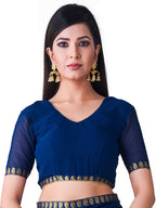 Mimosa Women's Navy Blue Banarasi Chiffon Saree | Grocsy
