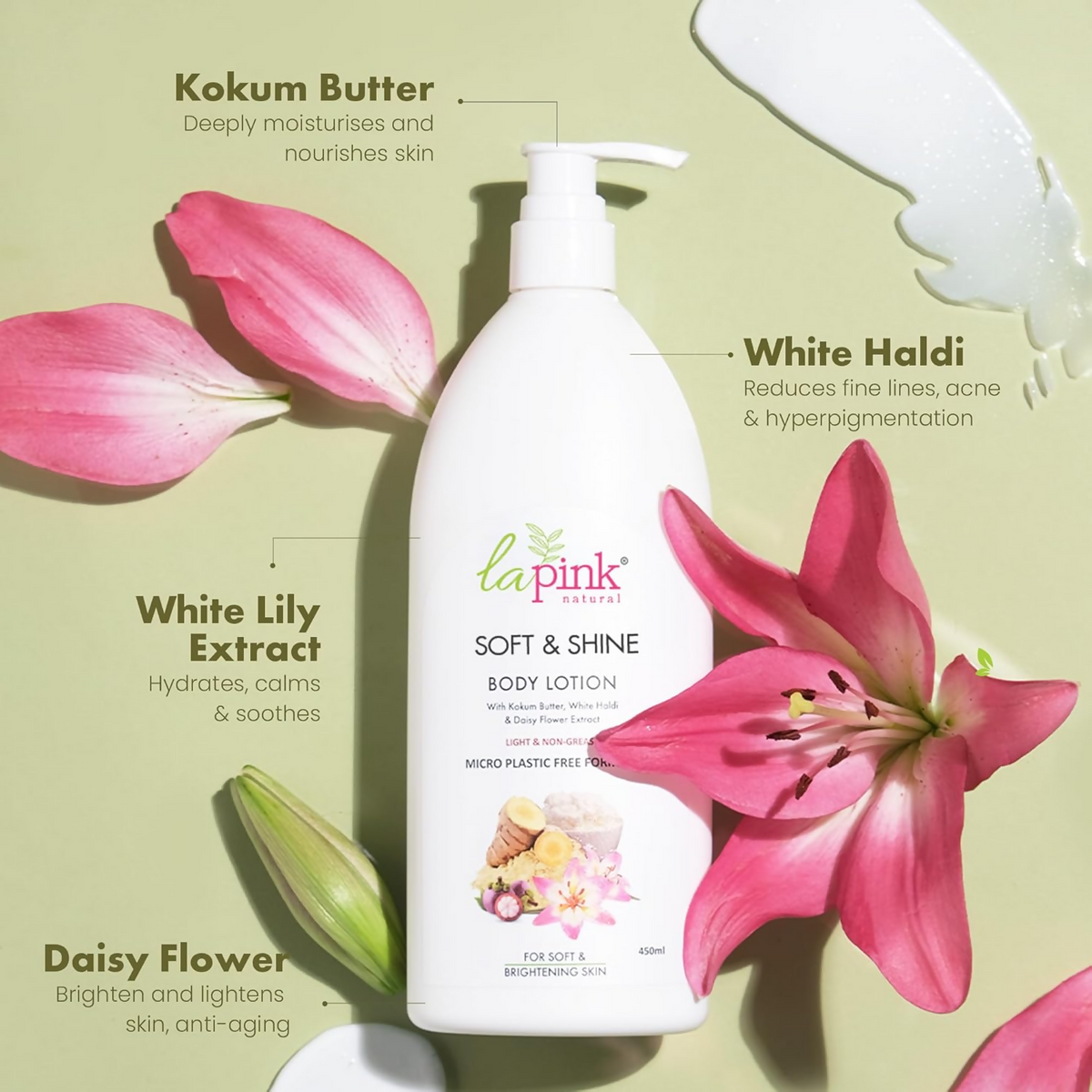 La Pink Soft & Shine Body Lotion With White Haldi | Grocsy