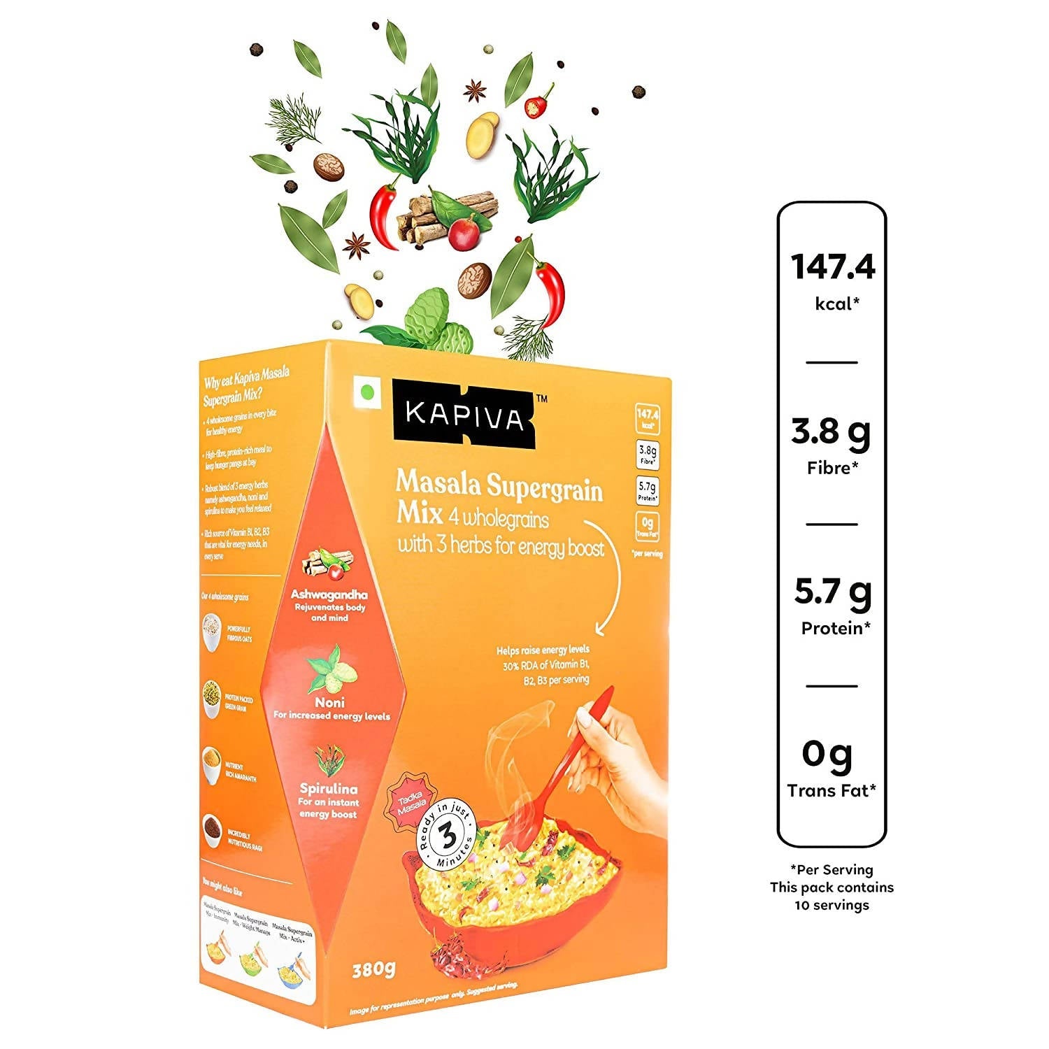 Kapiva Ayurveda Masala Supergrain Mix - Energy Boost | Grocsy