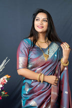 Jyoti Fashion Women's Grey Paithani Silk Zari Woven Saree with Blouse | Grocsy