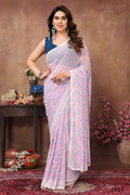 Aafreen Partywear Designer Purple Georgette Fancy Ready Wear Saree | Grocsy