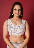 Vamsee White Organza Saree | Grocsy