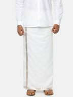 Ramraj Cotton Mens Cotton Silver Jari Dhoti - White | Grocsy