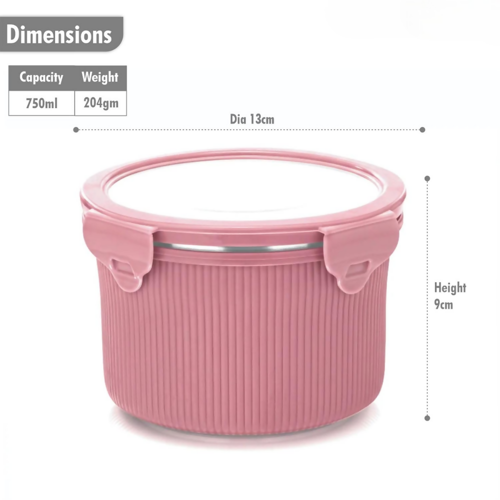 Signoraware Lock N Store Stainless Steel Container - Pink | Grocsy