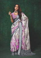 Joban Fashion Dola Silk With Zari Border Shaded Multi Color Work Saree | Grocsy