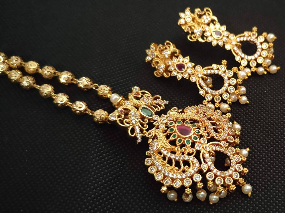 Multicolor Peacock Pendant Necklace Set | Grocsy