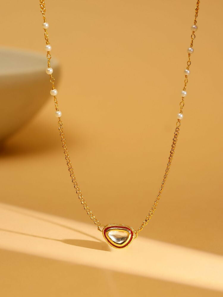 Gold Plated Kundan Necklace - Ruby Raang | Grocsy