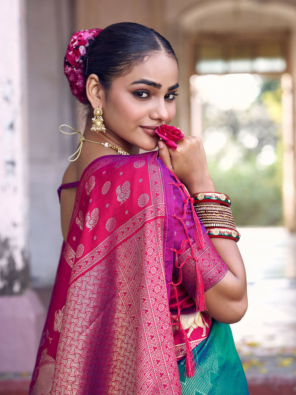 Shree Shyam Fashion Teal Soft Silk Saree | Grocsy