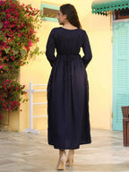 Juniper Women's Navy Festive Embroidered Flared Dress | Grocsy