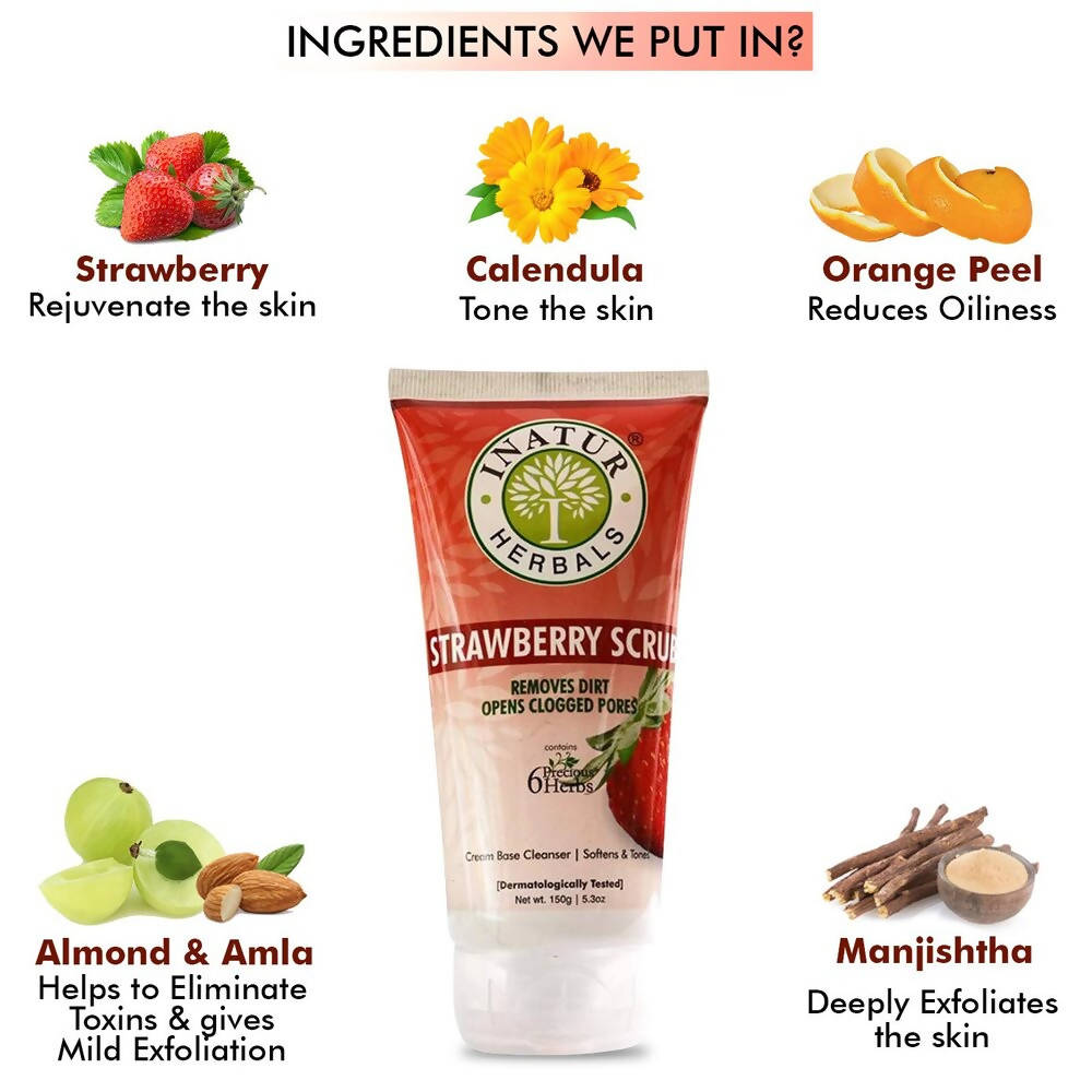 Inatur Strawberry Face Scrub | Grocsy