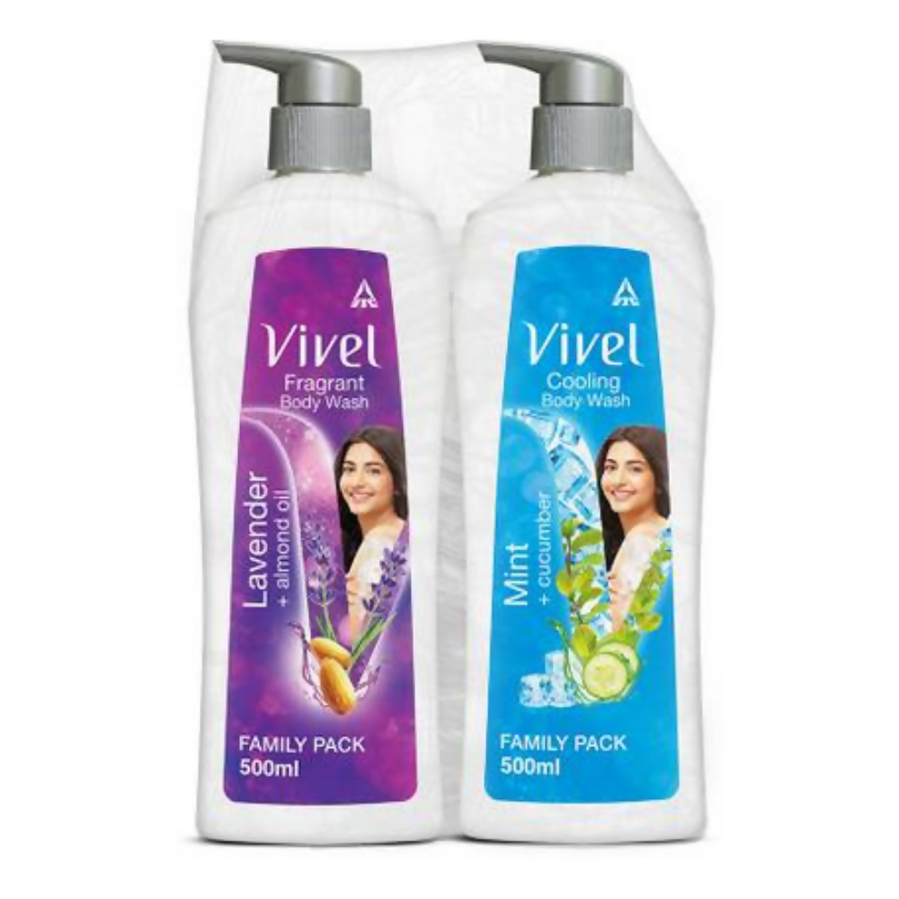 Vivel Body Wash, Lavender & Almond Oil And Mint & Cucumber, Shower Creme Combo Pack | Grocsy