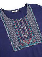 Sztori Plus Size Floral Yoke Design Sequinned Straight Kurta | Grocsy