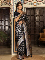 Shree Shyam Fashion Navy Blue Silk Saree | Grocsy