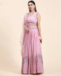 Pink Pure Viscose Georgette Sequence Embroidery work Lehenga Choli with Dupatta - Aakriti | Grocsy