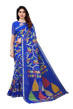 Vamika Blue Linen Zari Border Saree | Grocsy
