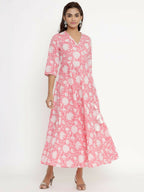 Miravan Women's Cotton Floral Printed Anarkali Kurta | Grocsy