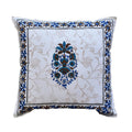 The Decor Nook Blue Floral Print With Blue Brown Border Cushion Cover | Grocsy