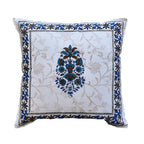 The Decor Nook Blue Floral Print With Blue Brown Border Cushion Cover | Grocsy