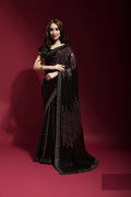 Vegaa Fashion Black Georgette Embroidered Party Wear Saree | Grocsy