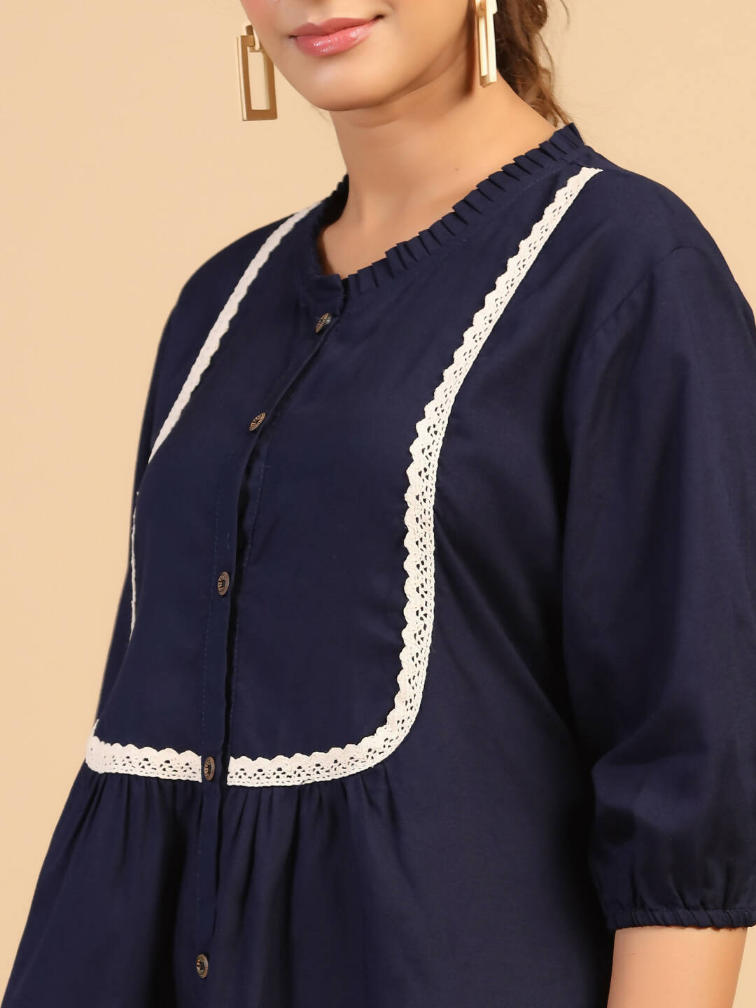 Womens Dark Blue Rayon Solid Top - Keeva | Grocsy