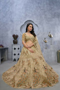 Kesar Fab Golden Net Embroidered Lehenga | Grocsy